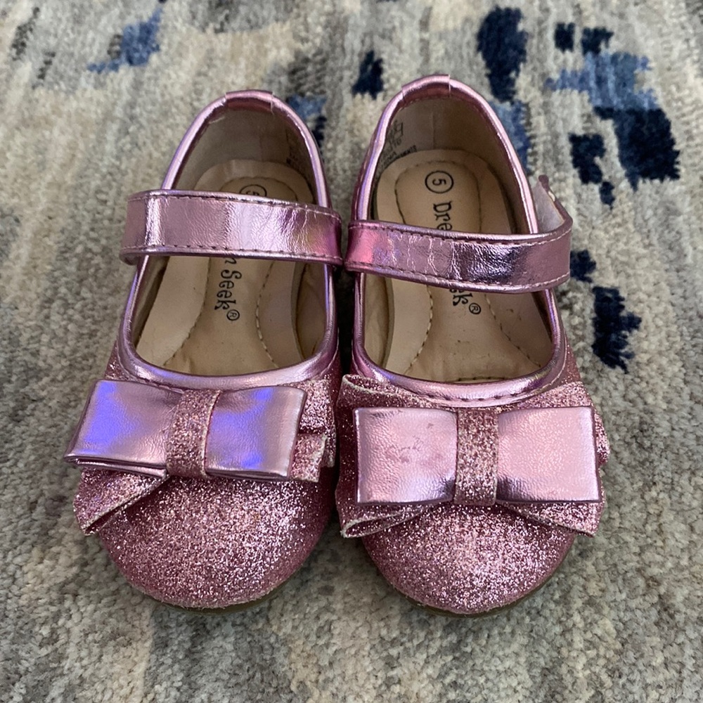 Dream Seeks Pink Glitter Mary Jane Flats Toddler Girl Size 5